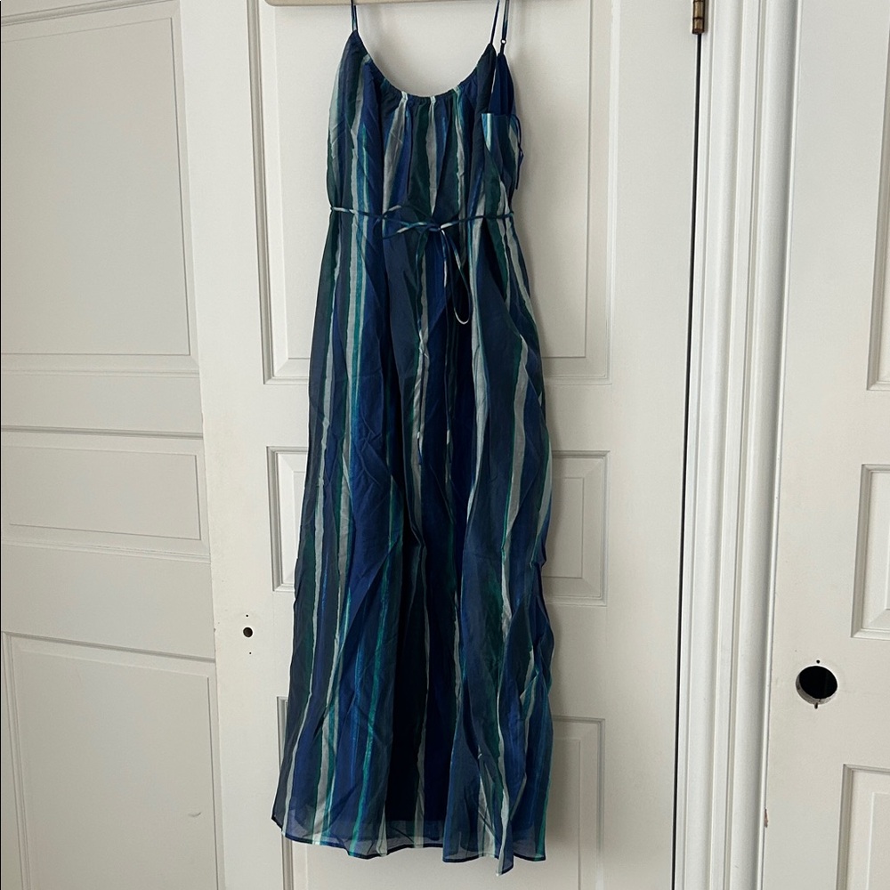Banana Republic Blue and Green Striped Maxi Dress